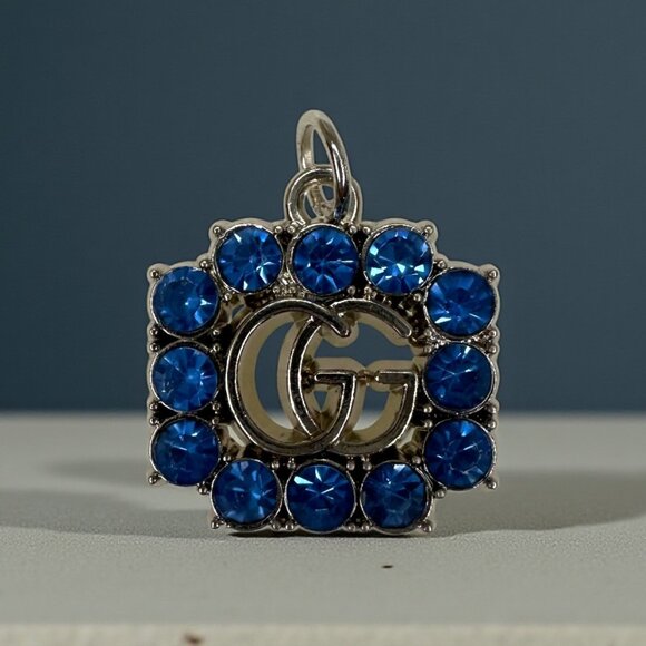 Gucci interlocking G charm with blue rhinestones, zipper pull - Picture 1 of 2